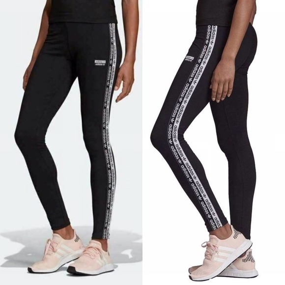 adidas Pants - adidas Tape Logo Tights Leggings Women – Black